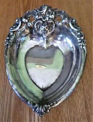 Vintage Wallace Baroque Silverplate Heart BonBon Candy Trinket Dish #727, Nice • 14$