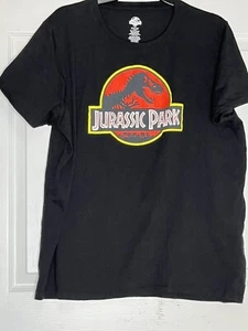 Jurassic Park Short Sleeve Shirt Men's XL Black Dinosaur Short Sleeve EUC - Picture 1 of 12