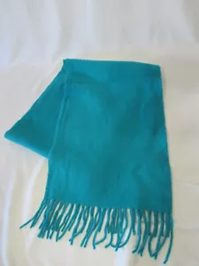 Sciarpa Hubert Made Italy vintage con frange 100% lana Lana turchese - Foto 1 di 6
