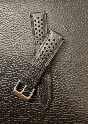 Correa de reloj Walpier 'Dollaro' (Negro) Racing Style 20 mm hecha a mano en Reino Unido  Foto 1 de 4