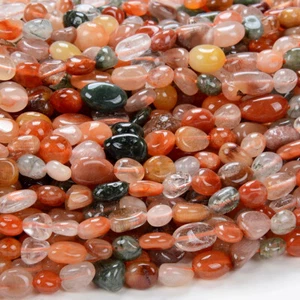 6-8MM Mix Color Rutilated Quartz Gemstone Pebble Nugget Loose Beads (D185) - Picture 1 of 9