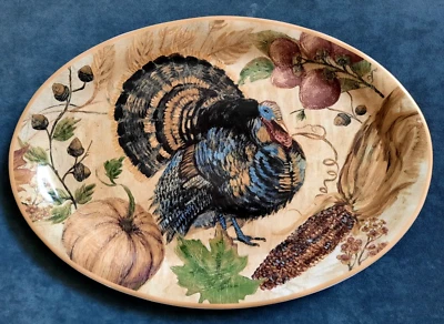 Pottery Barn фреска индейка блюдо (большой) - День благодарения новом - новый без коробки - Изображение 1 из 4