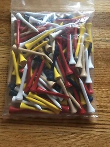 100 Ct Professional Tee 2 1/8" Wood Tees MULTI Color Short  - Picture 1 of 2