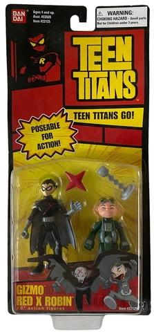 Teen Titans Go! Gizmo & Red X Robin Action Figure Set NEW MOSC 2005 Bandai Cover