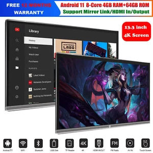 2x13.3" 64GB Auto Kopfstützen Monitor Multimedia Player USB bt 4K HDMI AV IN/OUT - Bild 1 von 11