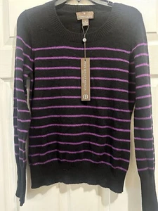 Fenn Wright Manson cashmere sweater Sz Medium black With Purple Stripes - Picture 1 of 2