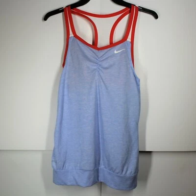 Nike Girls Cool 2-in-1 Cami Tank Top Medium Blue White Red New With Tags - Image 1 of 4