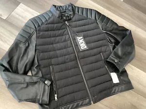 NWT DKNY Biker Motorcycle Men's Black zip-up Jacket Size XL - Picture 1 of 23