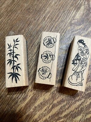 Asian Theme Bamboo Foliage Scenery Wood Block/Unmounted Rubber Stamp - Image 1 of 4