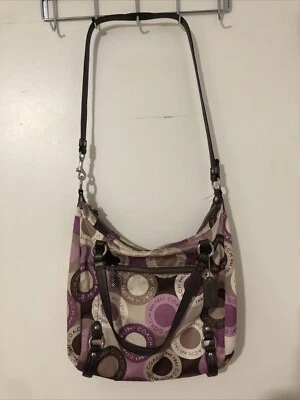 Bolsa satchel Coach Snaphead estampa cetim Alexandra rosa tiracolo - Imagem 1 de 4