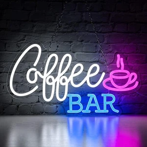 Coffee Shop Neon Signs LED Light Wall Decor Cafe Restaurant OPEN Window Drink - Picture 1 of 9