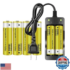 6 Pack 18650 Rechargeable Battery 5000mAh With 18650 Battery Charger - Picture 1 of 4