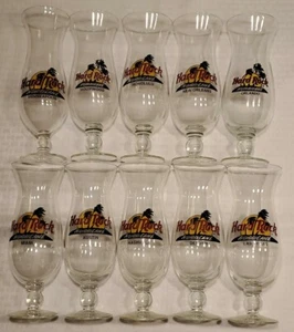 ⭐ Hard Rock Cafe Hurricane Glass HRC Logo with Palm Trees - Set 10 - Picture 1 of 11