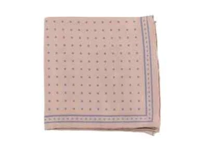 Cesare Attolini Tan With Blue Polka Dot Silk Pocket Square - Picture 1 of 2