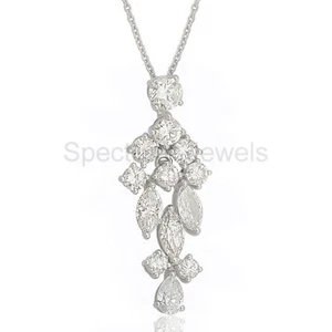 2.82 Ct Lab Grown CVD Diamond Pendant Necklace 18k White Solid Gold Jewelry Gift - Picture 1 of 4