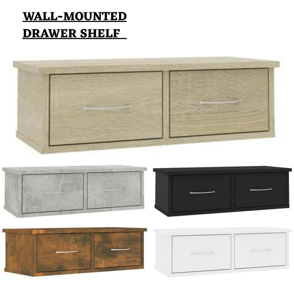 Wall Cabinet Drawers Storage TV Stand Floating Nightstand Living Room Furniture - Image 1 of 1