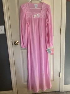 Vintage Gilligan O'Malley Victorian Modest Pink Flannel Long Nightgown SMALL - Picture 1 of 8