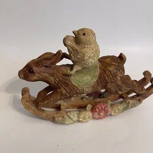 primitive Easter chick riding rabbit bunny vintage - Picture 1 of 9