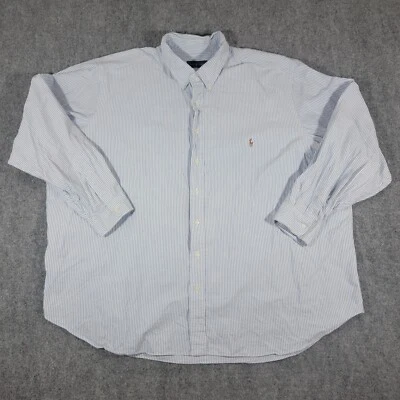 Camisa Polo Ralph Lauren Para Hombres 4XB Rayas Oxford Carne Poni Abotonada Preppy Foto 1 de 4