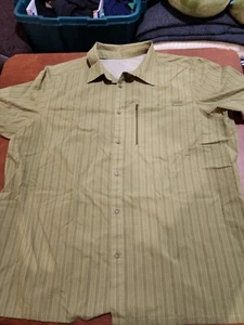 Merrell Opti Wick Men's XXL S/S Green UPF 30+ Casual Button Up Shirt EUC. GB5 - Picture 1 of 9