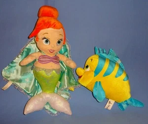 Disney Princess Ariel in blanket-Little Mermaid-Flounder fish-Plush Babies LOT-3 - Picture 1 of 9