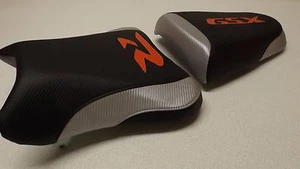 BLACK/SILVER/RED FRONT & REAR CUSTOM SEAT COVERS WILL FIT SUZUKI 03/04 GSX 1000R - Picture 1 of 1