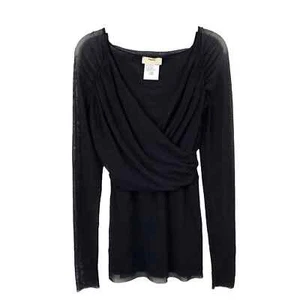 Jean Paul Gaultier Fuzzi mesh faux wrap long sleeve top Sz S black boho goth - Picture 1 of 8