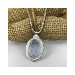 Antigüedades Collar Cameo Cadena Plateada 18" Nuevo con Etiqueta - Imagen 1 de 5