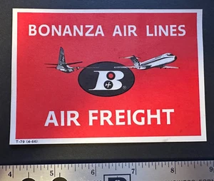 Bonanza Airlines - Etiqueta de carga aérea engomada - Impresa por aerolínea - Como nueva - 1966 - Imagen 1 de 1