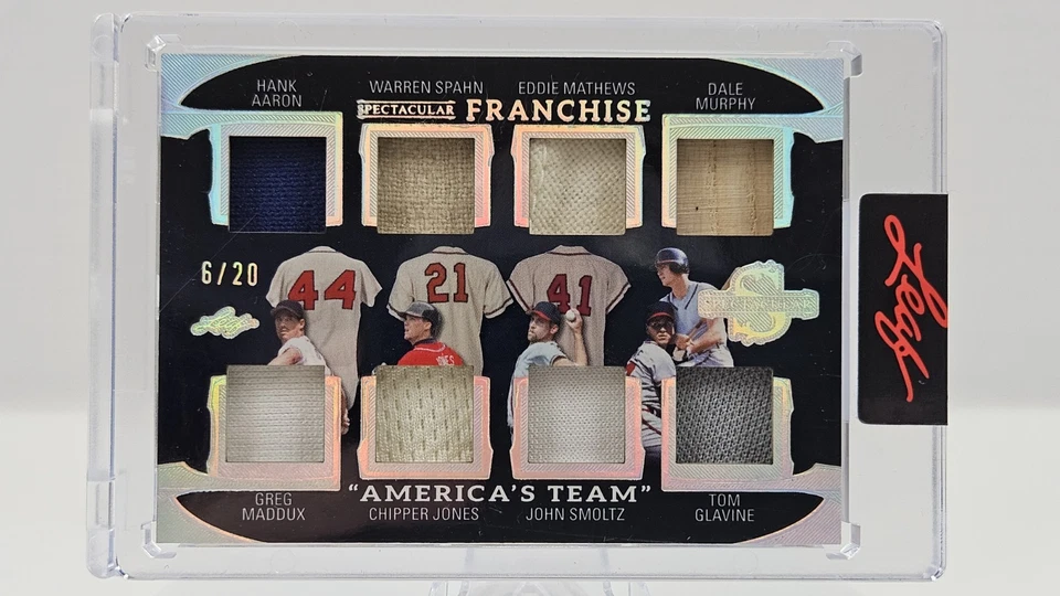 2025 壮观的亚特兰大勇士队 8 球员布贴 /20 Aaron、Maddux、Smoltz、Spahn — 第 1/2 张图片