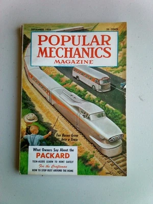 Popular Mechanics September 1955 Magazine Bus Train Packard Car - Image 1 of 4
