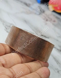 Cuff Bracelet | Fine Grid Pattern | Handcrafted Rustic Bangle - Picture 1 of 3