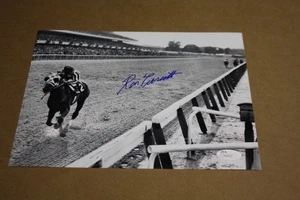 SECRETARIAT 8X10 B/W PHOTO SIGNED BY RON TURCOTTE BELMONT STAKES POSE JSA CERT - Picture 1 of 1