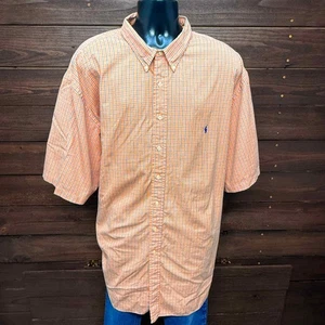 Ralph Lauren Shirt Mens Size 4XLT Orange Button Down Classic Fit Plaid Checkered - Picture 1 of 24