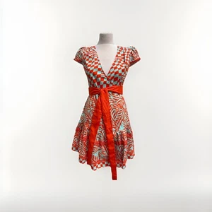 Diane Von Furstenberg Centie Wrap Dress Orange & Turquoise BNWT - Picture 1 of 7