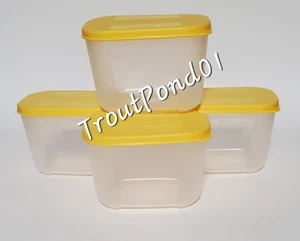 Tupperware Freezer Mates FreezerMates Herb Saver 300mL Containers Yellow Set 4 - Picture 1 of 5