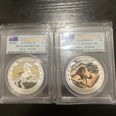 2014P Tuvalu $1 Year of the Horse Wisdom and Wealth PCGS PR70 DCAM Silver Coins - Image 1 of 4