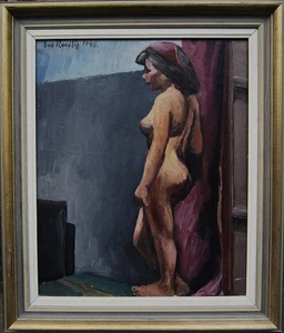 Eva Rundlöf 1910-1989, "Modelo con drapeado morado I", fecha 1948 - Imagen 1 de 8
