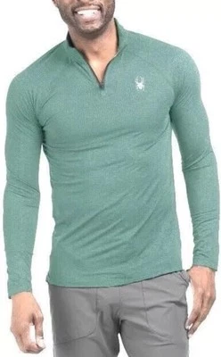Camisa Pullover Spyder Active Para Hombres XXL Performance 1/4 Cremallera Verde Manga Larga 2XL Foto 1 de 4