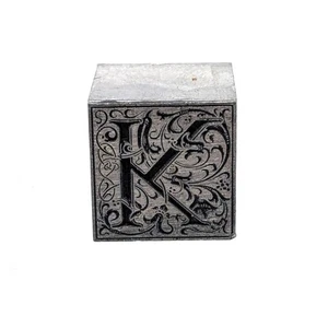 Vintage Buchdruck Druck Block Buchstabe "K" großes Monogramm Initiale verziert - Bild 1 von 5