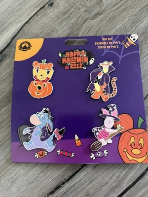 Conjunto de 4 pinos Disney Parks 2022 Halloween pacote WINNIE THE POOH & friends - NOVO - Imagem 1 de 4