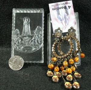 VINTAGE VIRGIN MARY BRAZIL DESIGNED CLAUDIA G 4 BONFIM DANGLE EAR RINGS NIB  - Picture 1 of 9