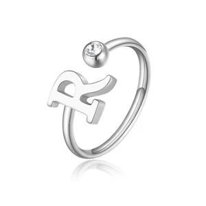 ANELLO DA DONNA IN ACCIAIO CON INIZIALE LETTERA R S'AGAPO CLICK SCK188 (2617) - Picture 1 of 2