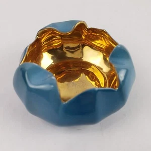 Limoges Frankreich Gold & Türkis Blumen Aschenbecher oder Schmuckschale mit Schloss Stempel - Bild 1 von 10