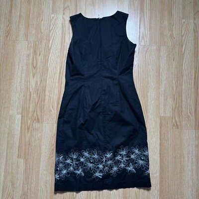 Vestido vintage Merona para mujer talla 8 negro funda algodón con bordado blanco Foto 1 de 4