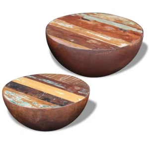 vidaXL Two Piece Bowl Shaped Coffee Table Set Solid Reclaimed Wood - Picture 1 of 13