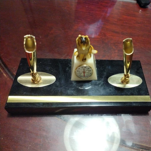 TEXAS A&M Mascot REVEILLE vintage Pen holder & thermometer Rough Collie + Aggies Cover