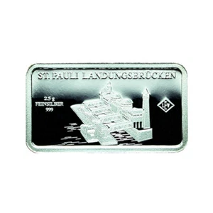 Deutschland Silberbarren Barren PP 2,5g Wahrzeichen St. Pauli Pfeiler 03857 - Bild 1 von 3