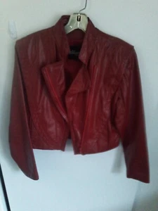 Women's Vintage Red Leather Jacket size 6/small - Picture 1 of 6