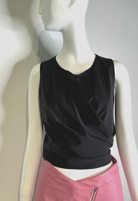 Blusa sin mangas FENDI negra mezcla de seda con corbata envolvente talla 40, vintage de finales de 1990 Foto 1 de 4